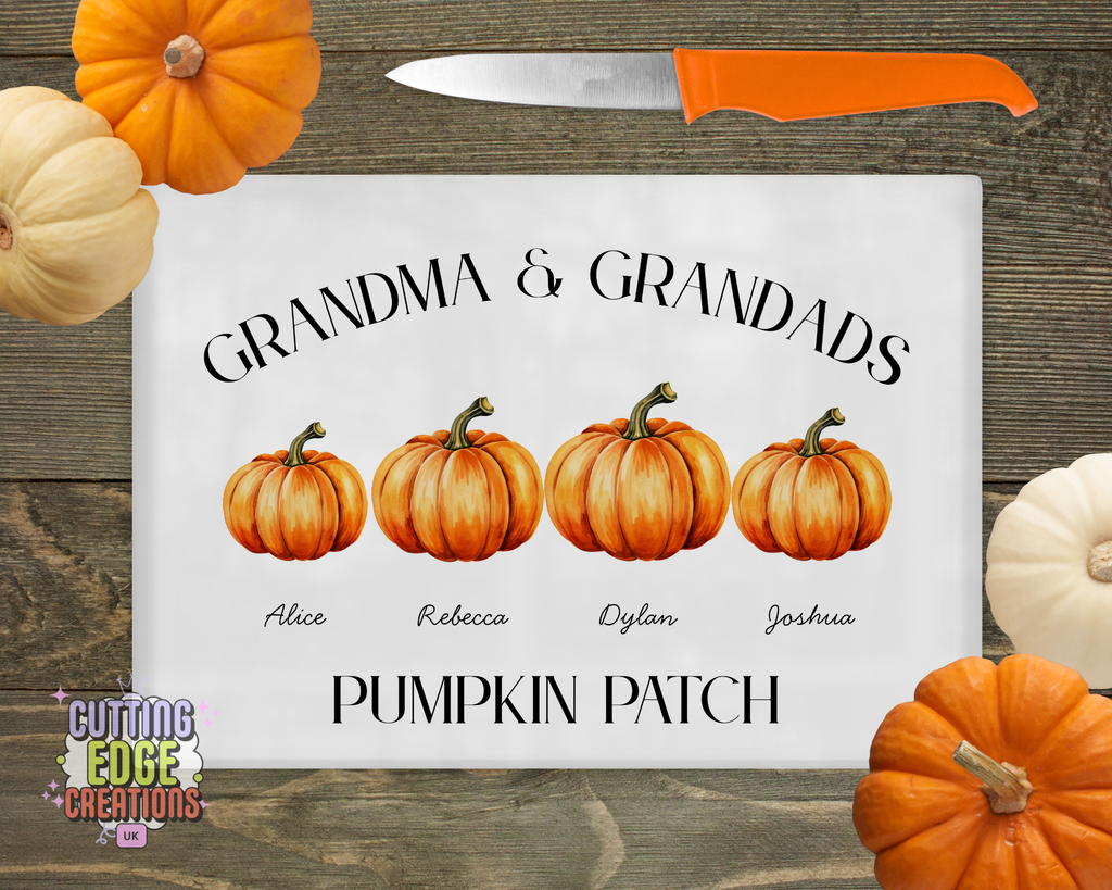 Personalised Family Pumpkin Patch Chopping Board - Fall Autumn Décor
