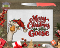 Merry Christmas Ya Silly Goose – Glossy Glass Chopping Board – 285 × 200 mm