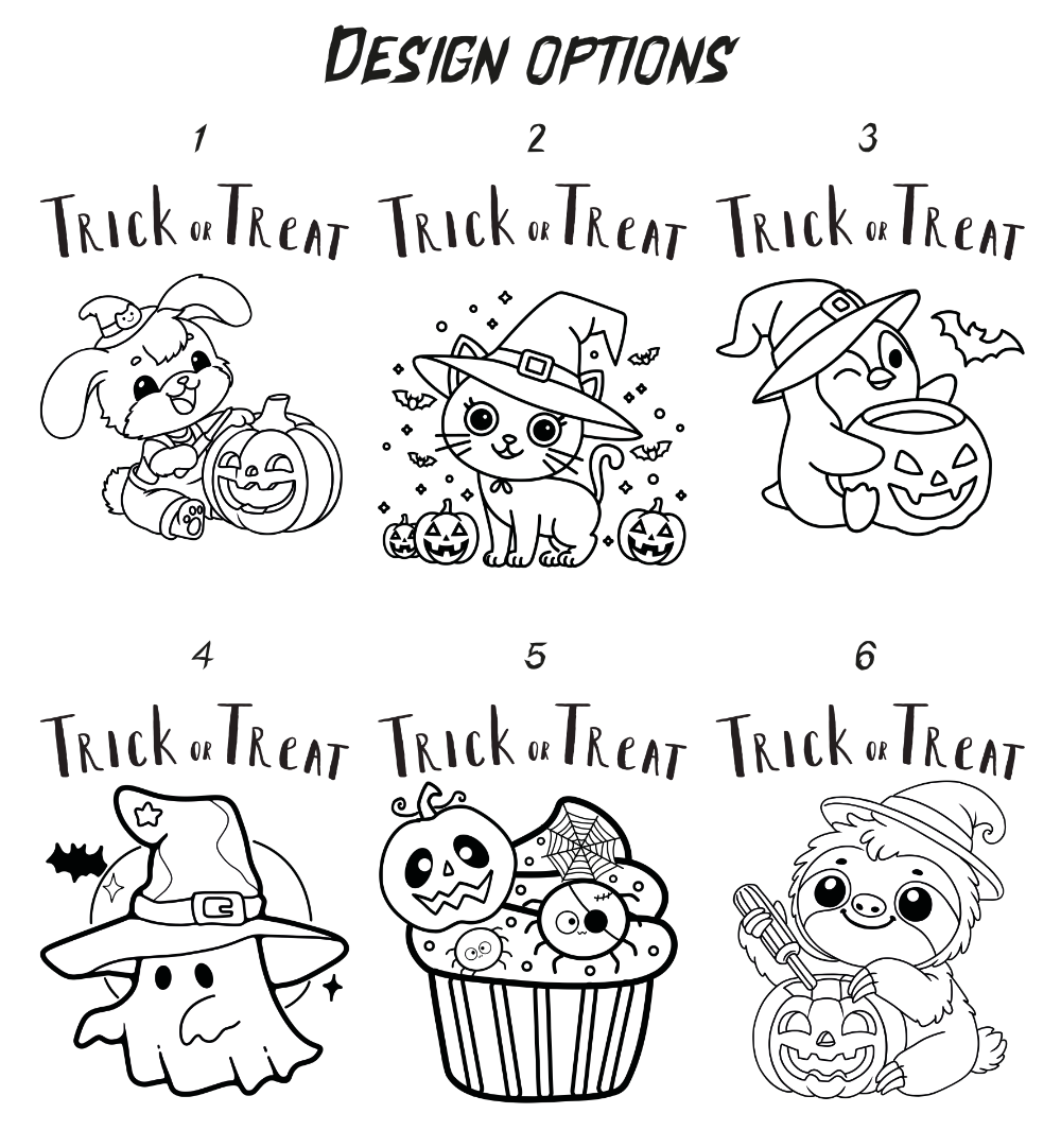 Colour your own trick or treat tote bag - Personalised - Felt pens included - Younger kids