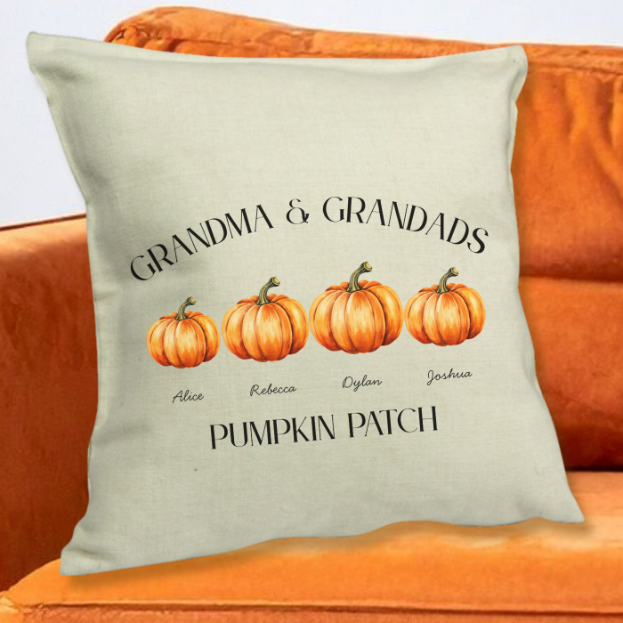 Personalised Family Pumpkin Patch Cushion - Fall Autumn Décor