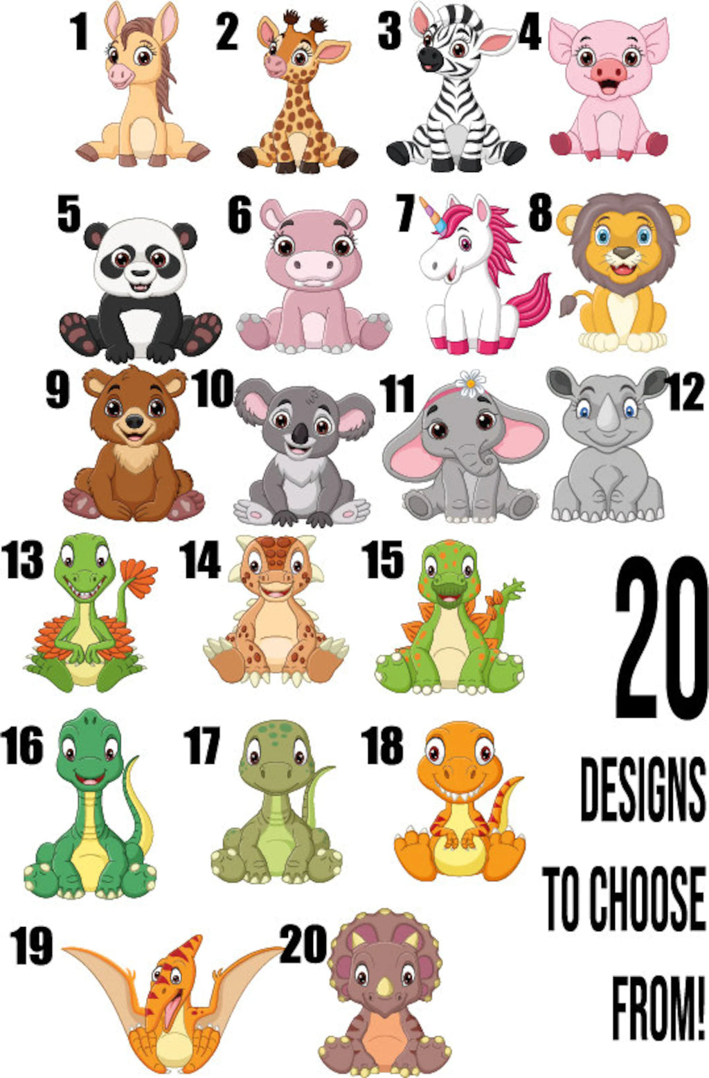 Personalised Kids 650ml Water Bottle – 20 Animal & Dinosaur Designs