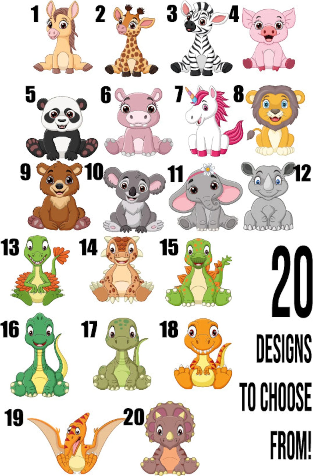Personalised Kids 650ml Water Bottle – 20 Animal & Dinosaur Designs